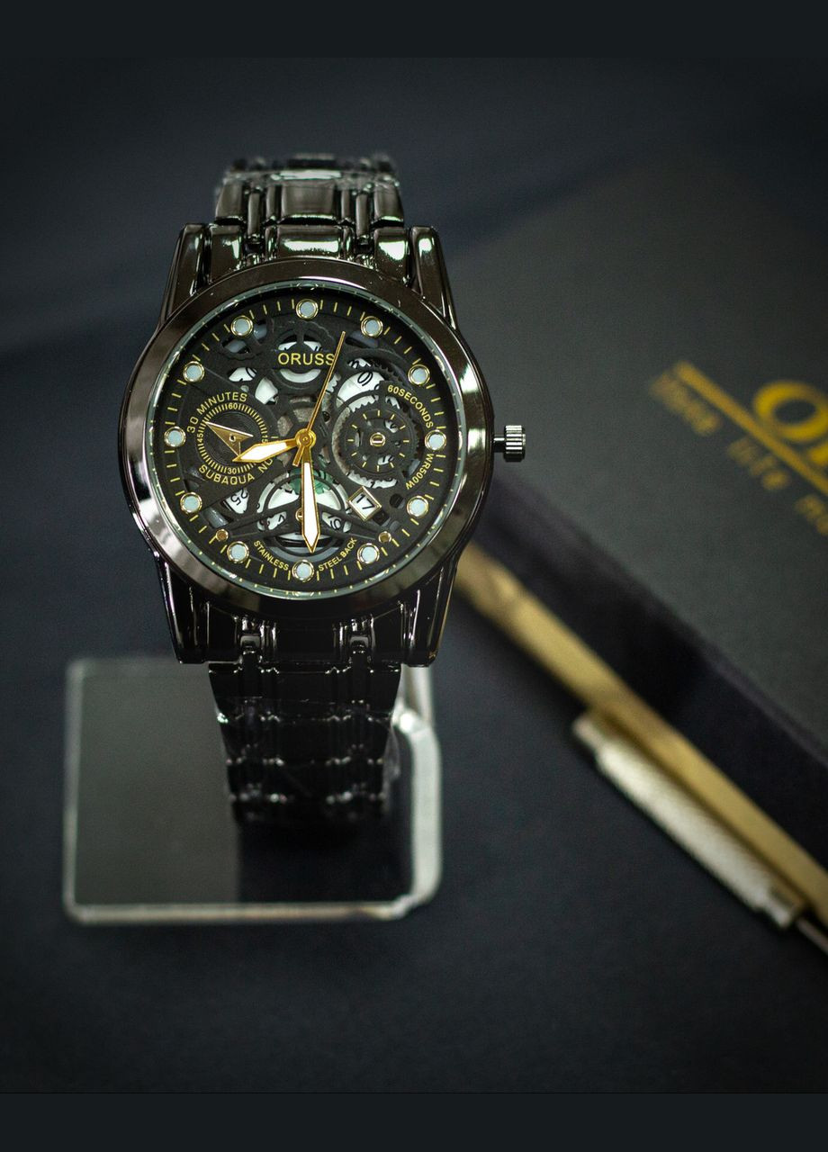 Наручные часы Oruss черный ремешок и черный циферблат (100126) No Brand (339625233)