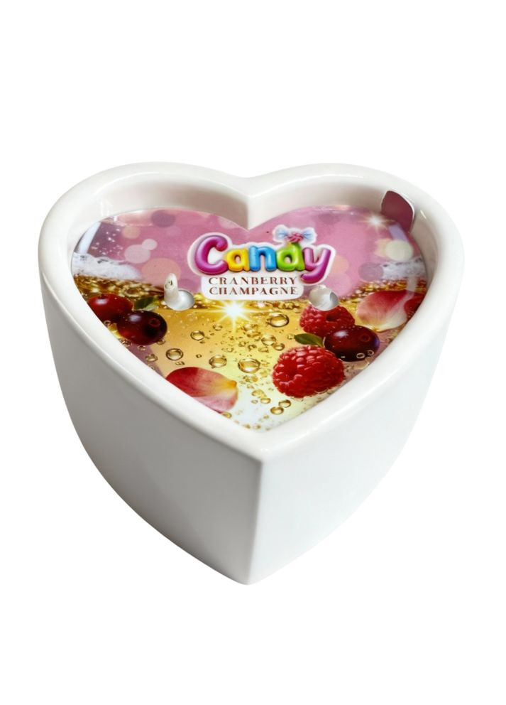 Массажная свеча с ароматом шампанского с клюквой Cranberry Champagne в форме сердца, 70 мл Candy (369660669)