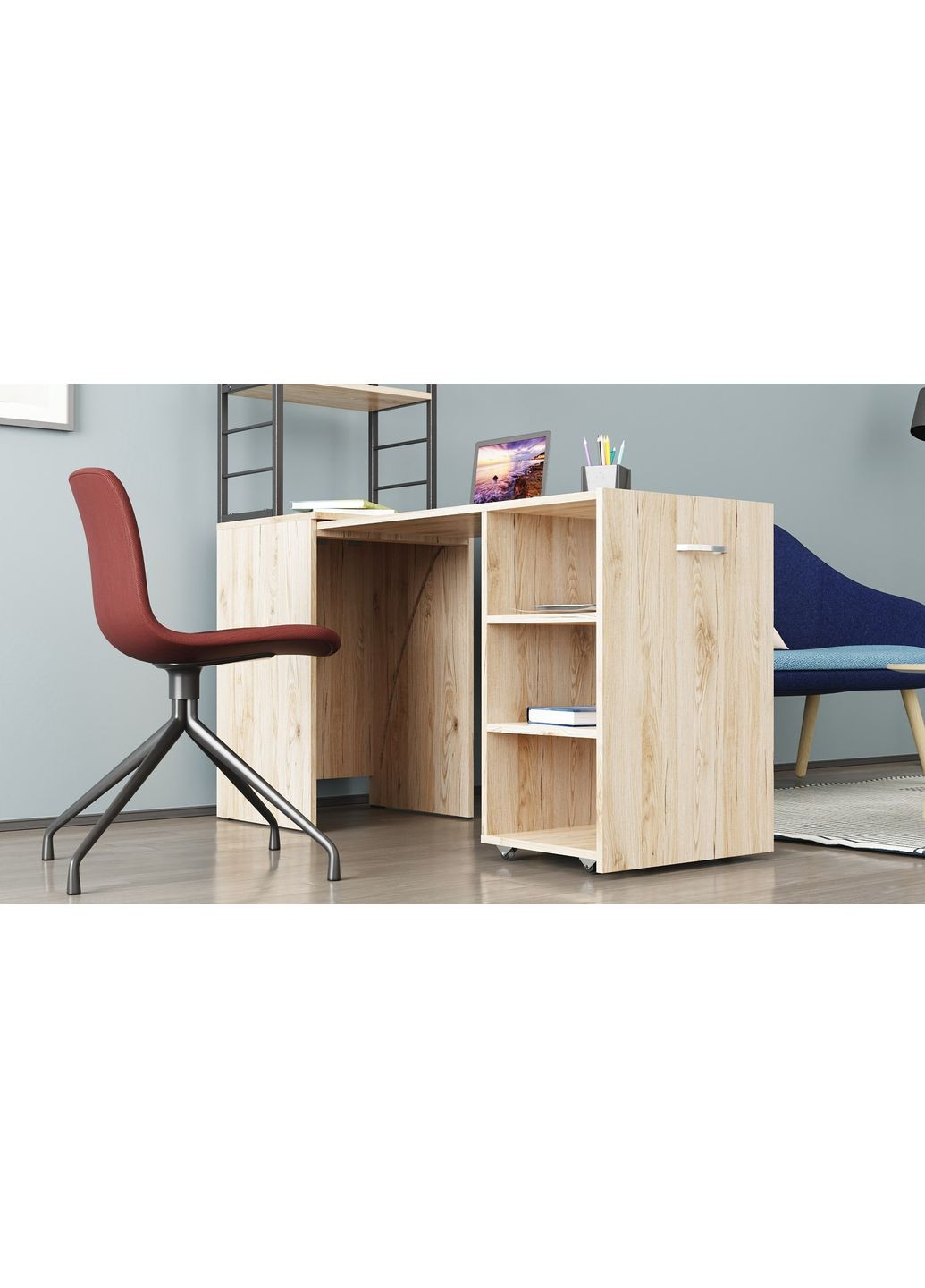 Стол-тумба трансформер Смарт 4/1 с этажеркой 1430x1450x500 Черный металл ДСП 16 мм (FRD-105124) Ferrum-decor (361944365)