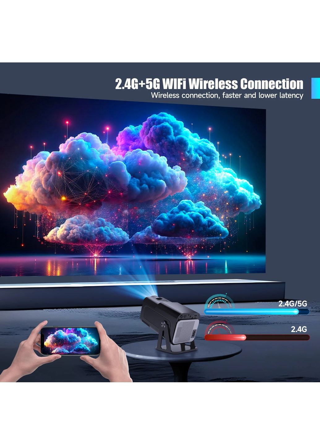 Смарт Проектор 4K Android 11 HD BT5.0 Dual Wi-Fi Домашній кінотеатр Grey Magcubic HY320 (354179030)