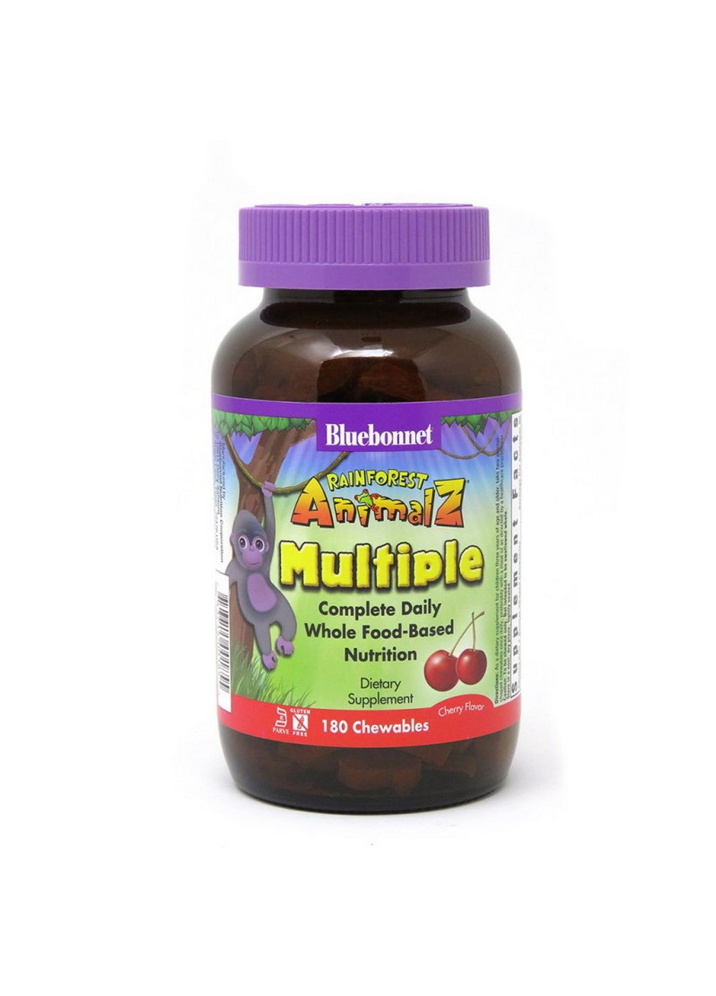 Витамины и минералы Rainforest Animalz Multiple, 180 жевательных таблеток Вишня Bluebonnet Nutrition (293340139)