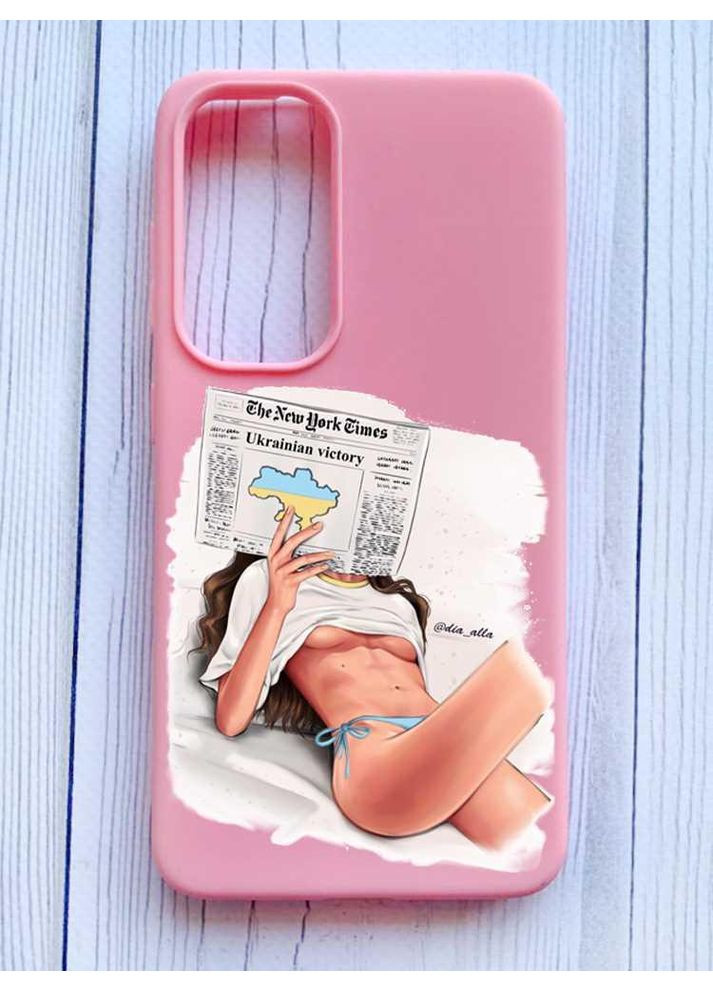Матовий рожевий чохол на Samsung Galaxy A35 (A356) Дівчина з газетою (принт 31) Creative (355408960)