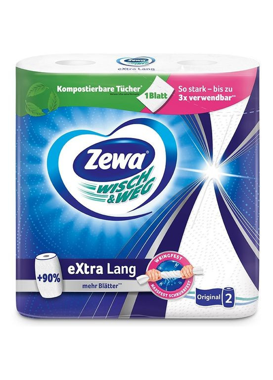 Бумажные полотенца Wisch Weg двухслойные, 2 рулона Zewa 43223 (328398115)
