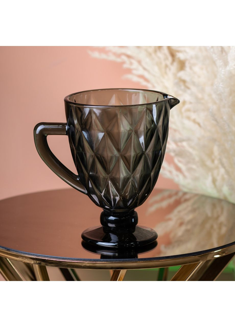 Кувшин для напитков с толстого стекла 1 л гранованый серый TS Kitchen (360455362)