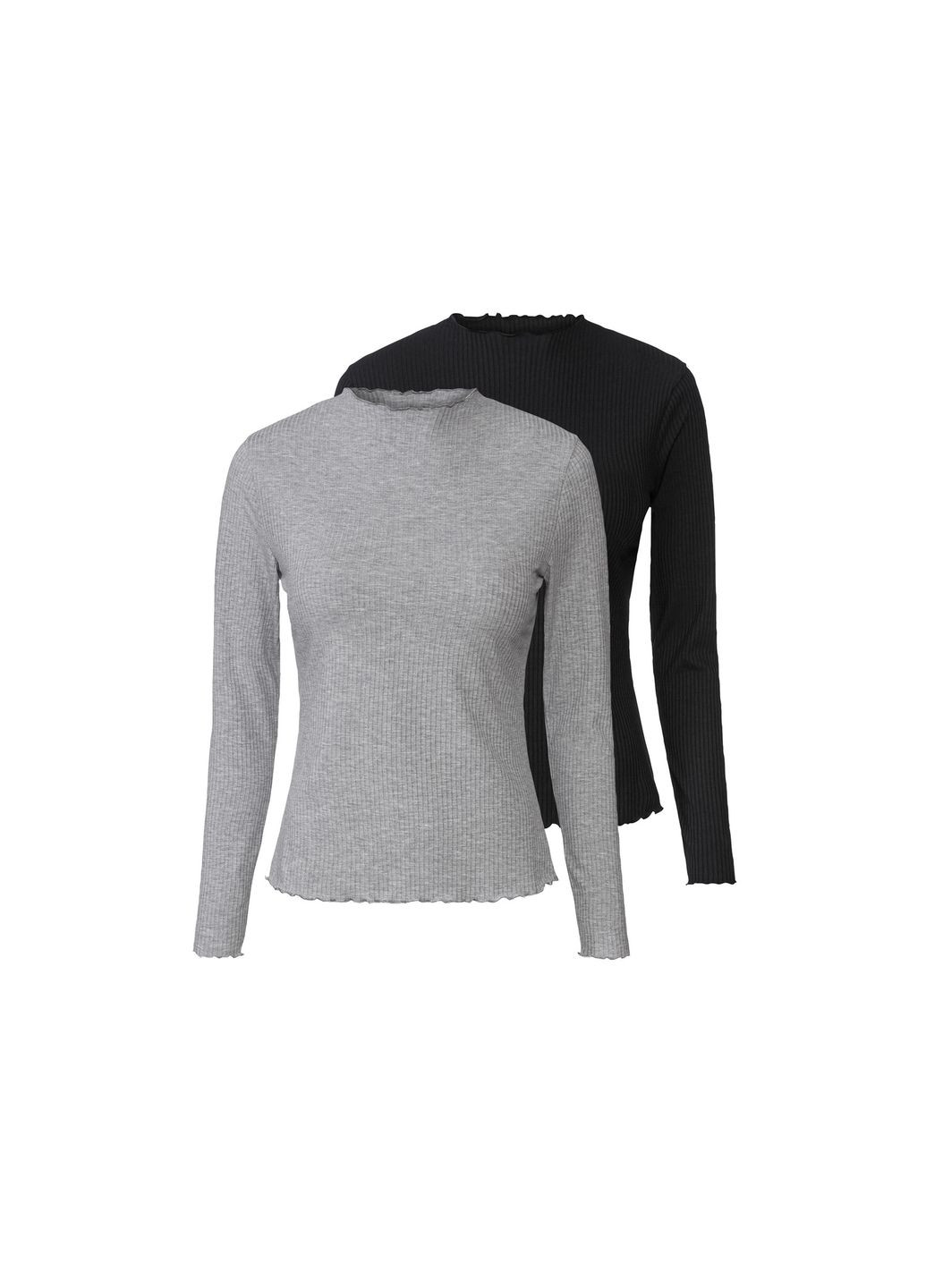 Футболка-лонгслив в рубчик набор 2 шт. для женщины LYCRA® 437378 Esmara (319303847)