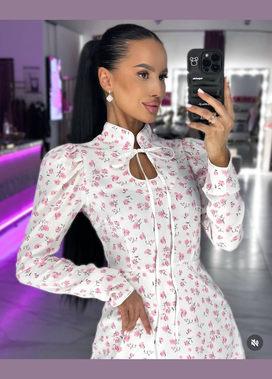 Молочна повсякденний жіноча сукня з квітковим принтом Україна з квітковим принтом