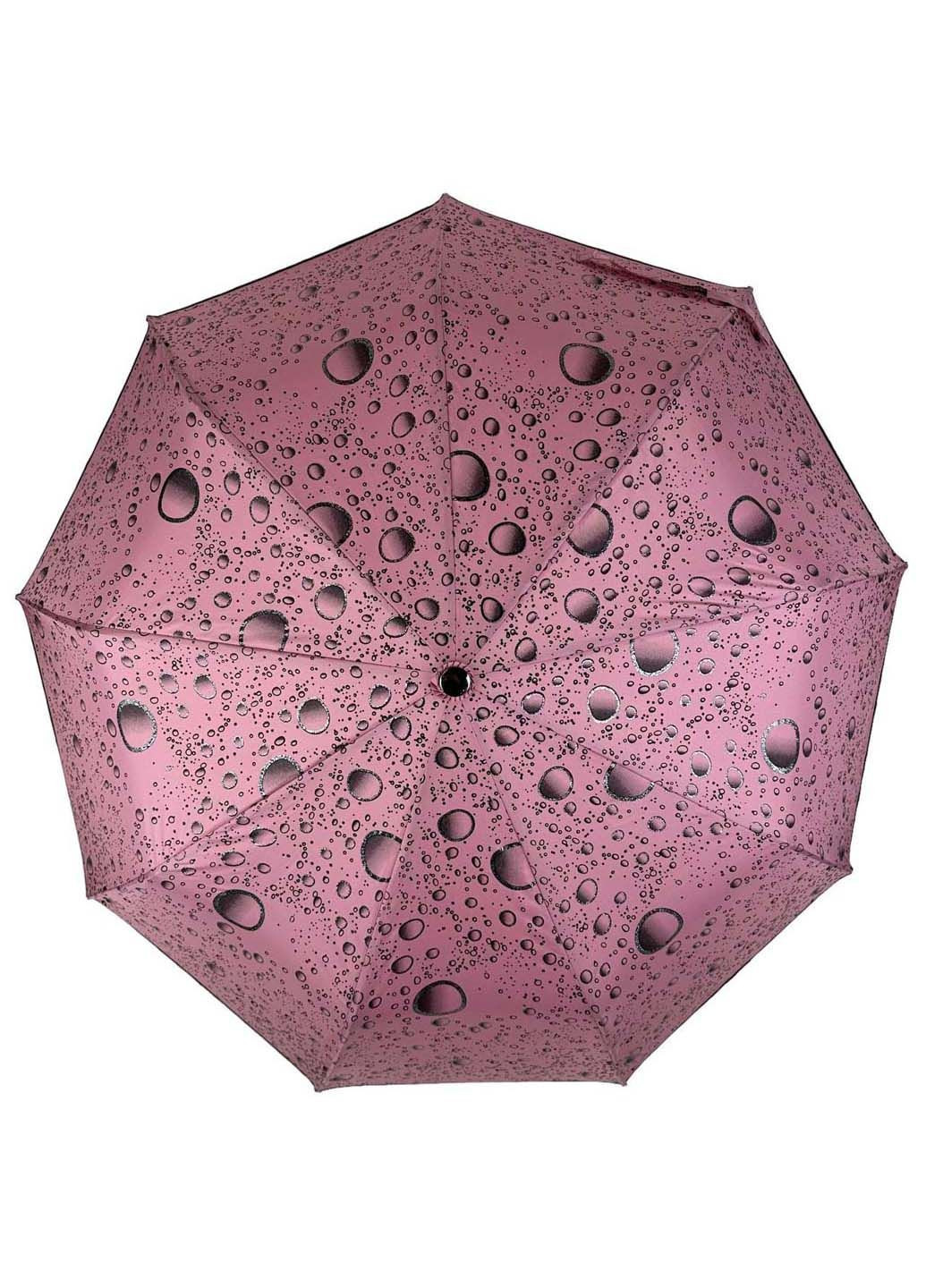 Розовый женский зонт полуавтомат на 9 спиц антиветер Toprain система антиветер (289977419)
