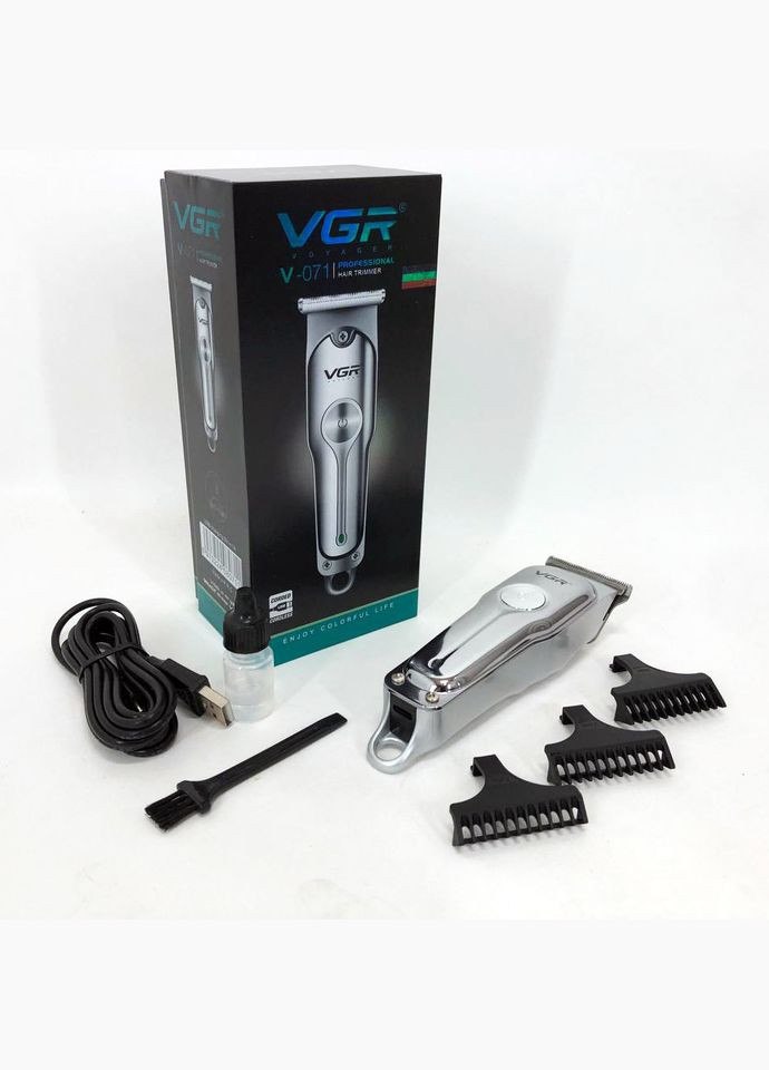 Машинка для стрижки волосся акумуляторна V-071 тример для бороди та вусів, окантувальна машинка VGR (364664574)