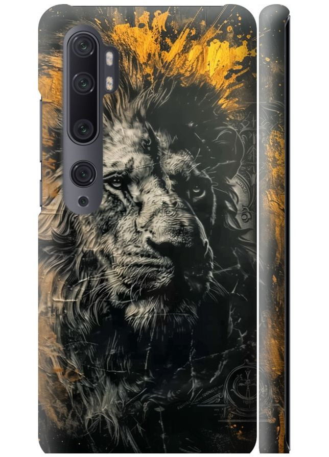 3D пластиковий матовий чохол 'Лев у золотих фарбах' для Endorphone Xiaomi Mi Note 10 (297658858)