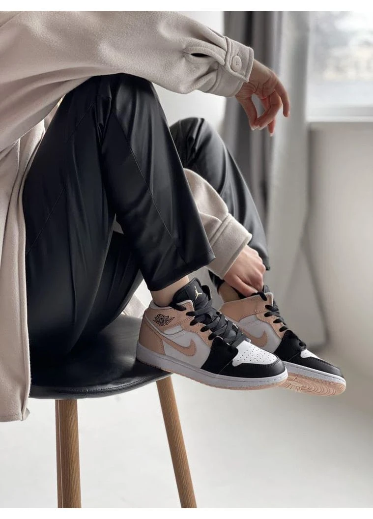 КРОССОВКИ ЖЕНСКИЕ NIKE AIR JORDAN 1 RETRO HIGH BLACK WHITE PINK НАЙК АИР ДЖОРДАН No Brand розовые демисезоны (368868685)