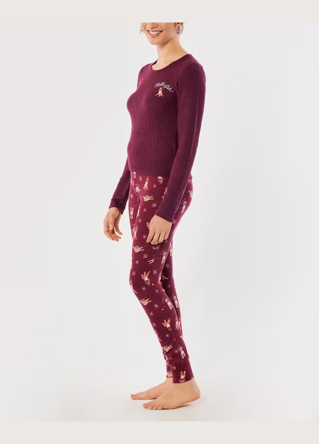 Бордовая всесезон женская пижама hc9518w Hollister