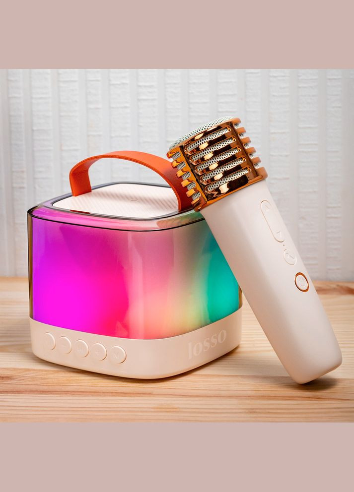 Караоке микрофон с колонкой T7 Double беспроводной белый Losso (327041489)