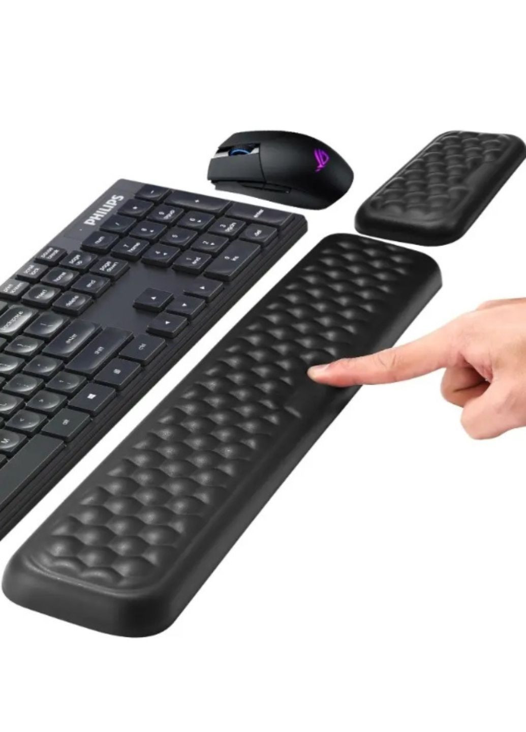 Комплект килимків під зап'ястя для клавіатури та миші з ефектом пам'яті, 2 шт Екошкіра (КДМ-119-21) No Brand (372184625)