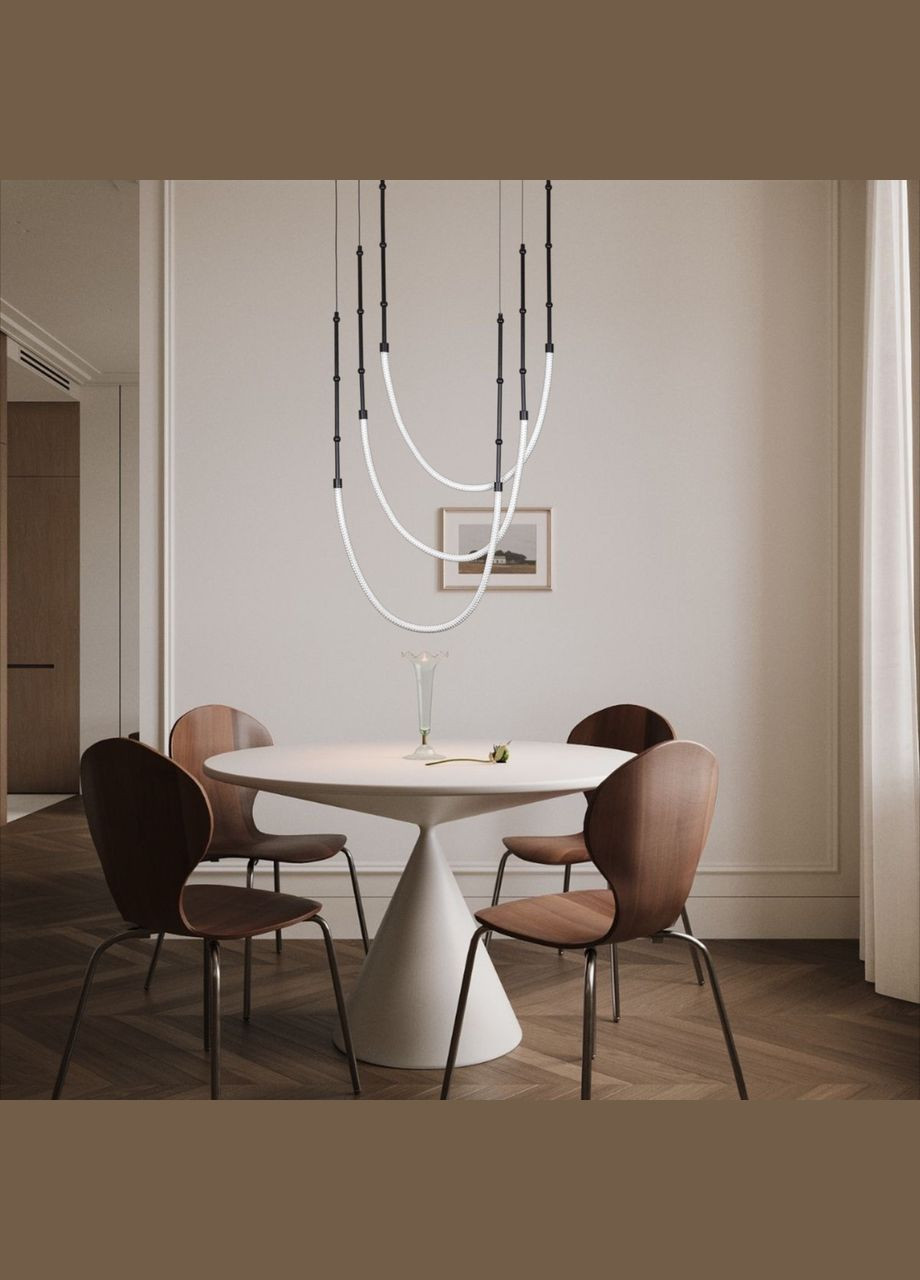 Люстра подвесная черная из гибкого каната в стиле арт-деко (81-3132-3 BK) No Brand (370072275)