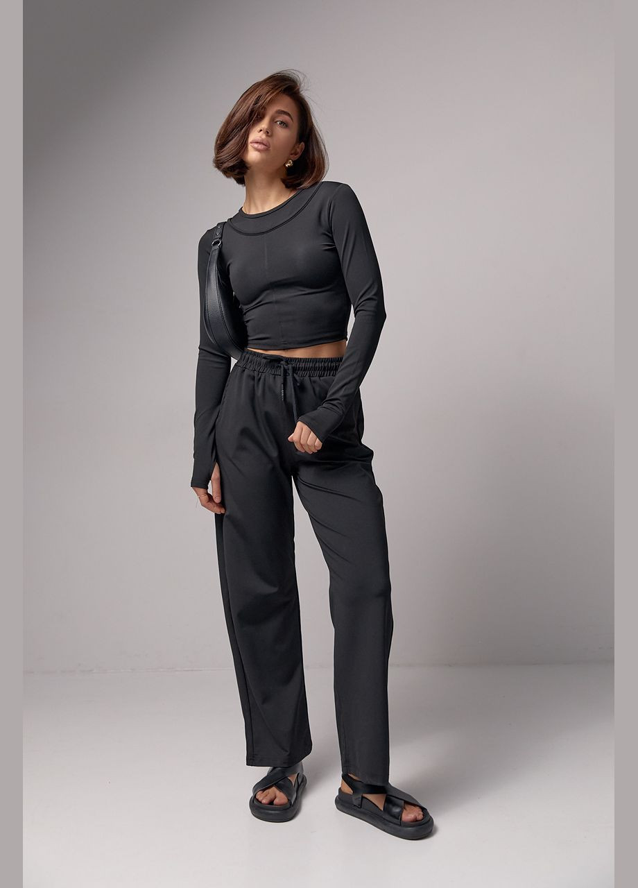 Эластичный женский спортивный костюм - бежевый, M (sku_22135) No Brand (315391079)