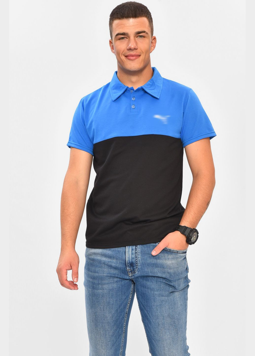 Синя футболка чоловіча поло синього кольору Let's Shop