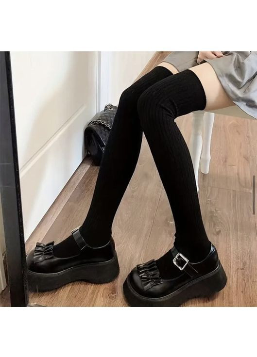 Длинные чулки-носки теплые гольфы аниме-сплей черные 35-39 размер Socks (370203233)