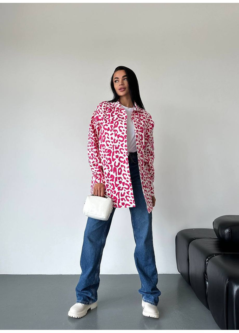 Джинсова жіноча сорочка леопардового стилю Fashion (356177758)
