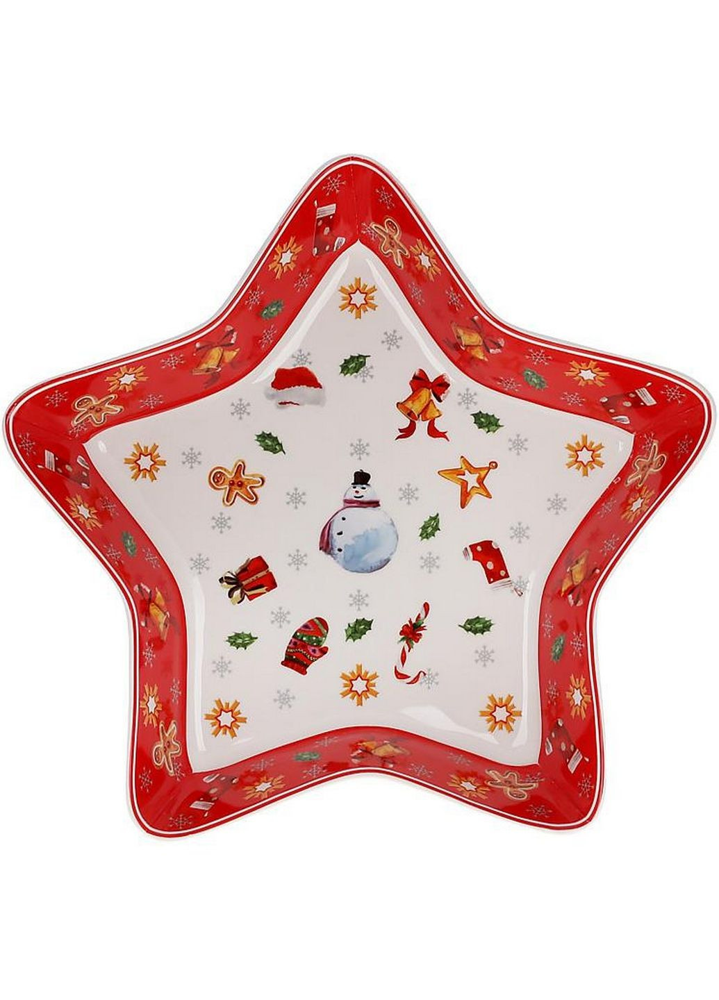 Блюдо в форме звезды "с рождеством", фарфоровое Bona (282585950)