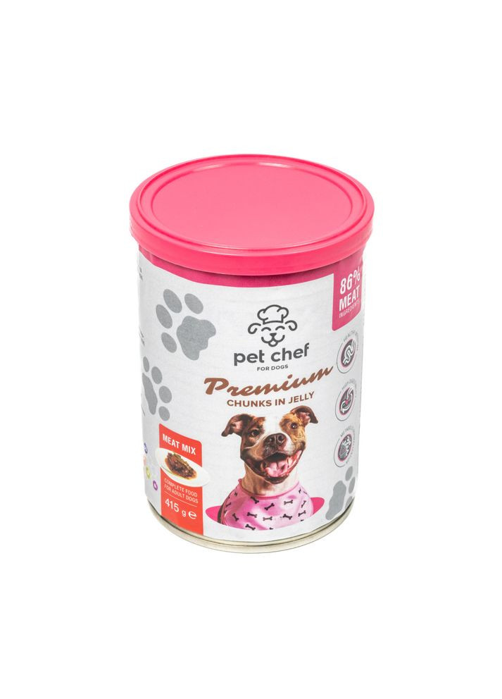 Вологий корм для собак шматочки в желе М ясний мікс 415 г Pet Chef (355254957)