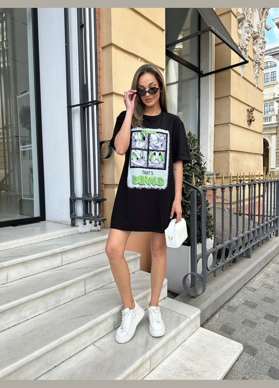 Чорна спортивна, повсякденний, кежуал жіноча сукня сукня-футболка No Brand