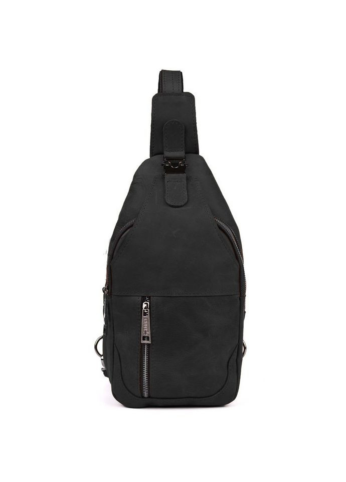 Мужской рюкзак слинг через плечо кожаный RА-4004-3md черный TARWA (306373220)