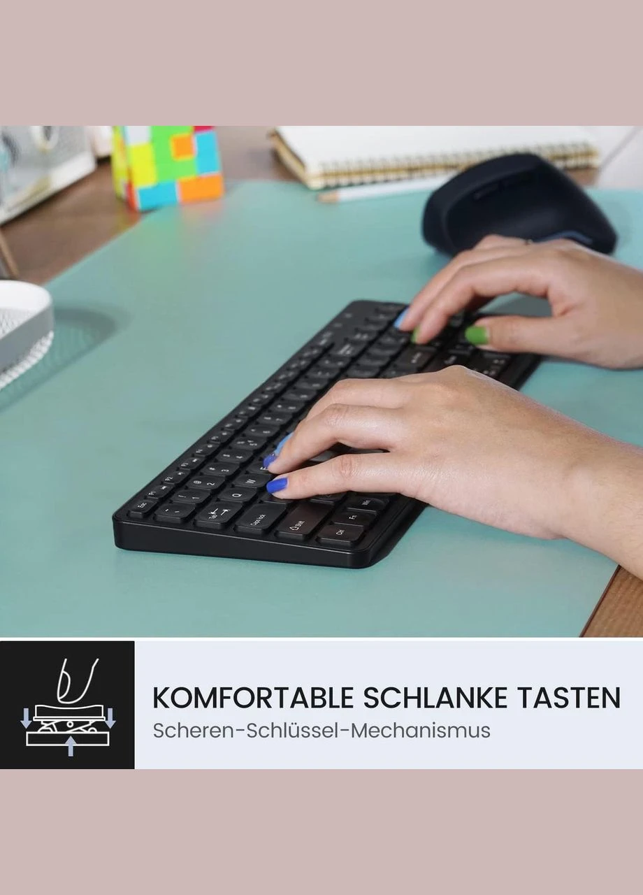 Бездротова Bluetooth-клавіатура PERIBOARD-615B USB-концентраторами, підсвітка(німецька розкладка) Perixx (301854082)