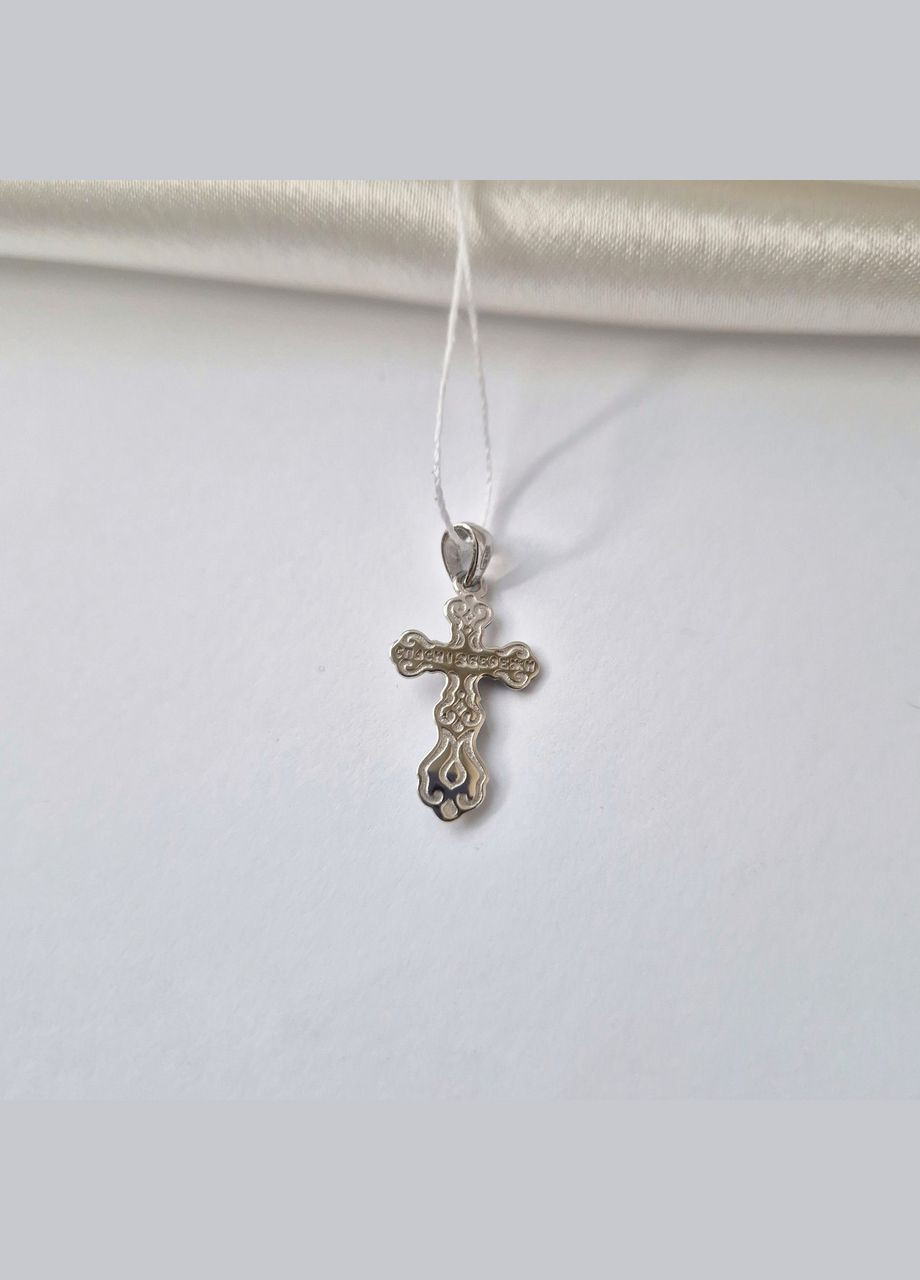 Срібний хрест з розп'яттям срібло 925 проби Родоване 386п 1.01г No Brand (330143679)