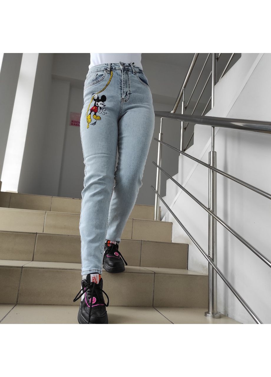 Джинси МОМ стрейч Миккі Маус 25 світло-блакитні Bella - (363053964)
