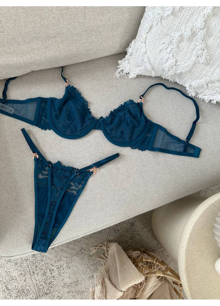Синій балконет комплект жіночої білизни | ніжна спокуса, синій Vital-Textile з кісточками поліестер, еластан