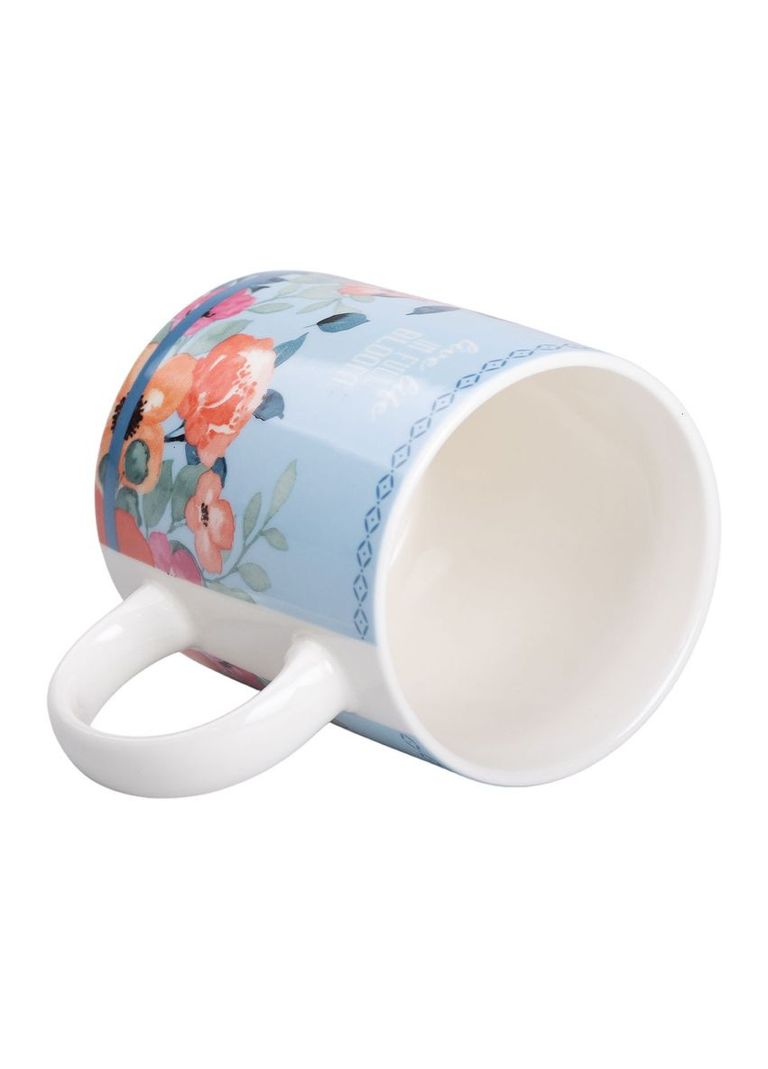 Кружка керамическая с цветочным принтом 400 (мл) для чая и кофе Голубая Jooki (358705876)