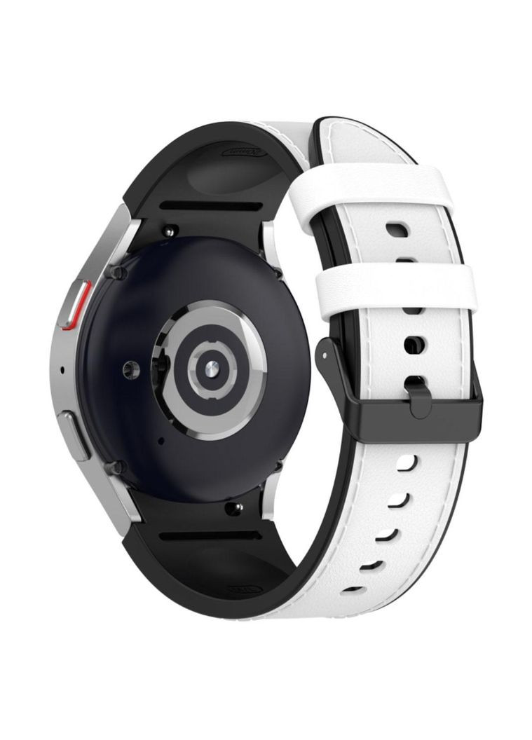 Ремешок Leather Silicone для часов Samsung Galaxy Watch 4 / Watch 5 - White Primolux (366820116)