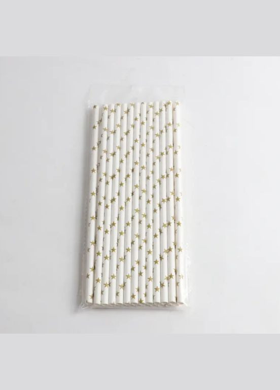 Коктейльные трубочки с принтом звездочек 25 штук 20 см золотисто-белый Jannet трубочка (333969039)