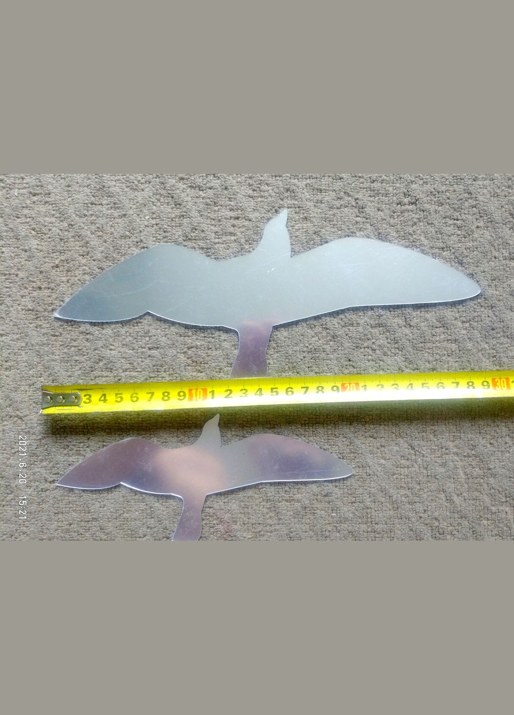 Акрилові дзеркальні наклейки Птахи 10 шт. набір (від 11 до 28.5 см) срібло No Brand (303140286)