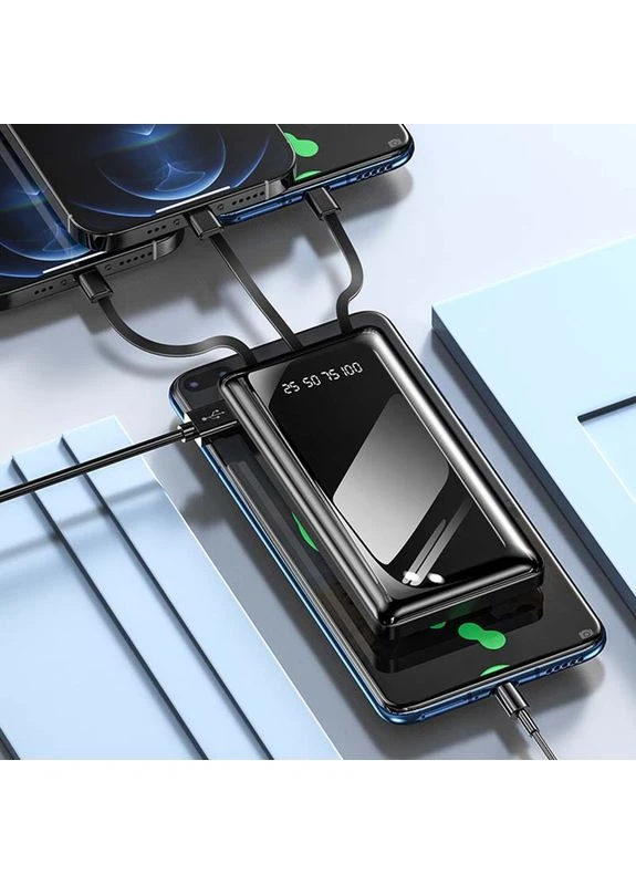 Power bank XIYT YZB0815 10000 mAh + кабель 4в1 USB / Micro / Type-C / Lightning / Ліхтарик Black No Brand (322568006)