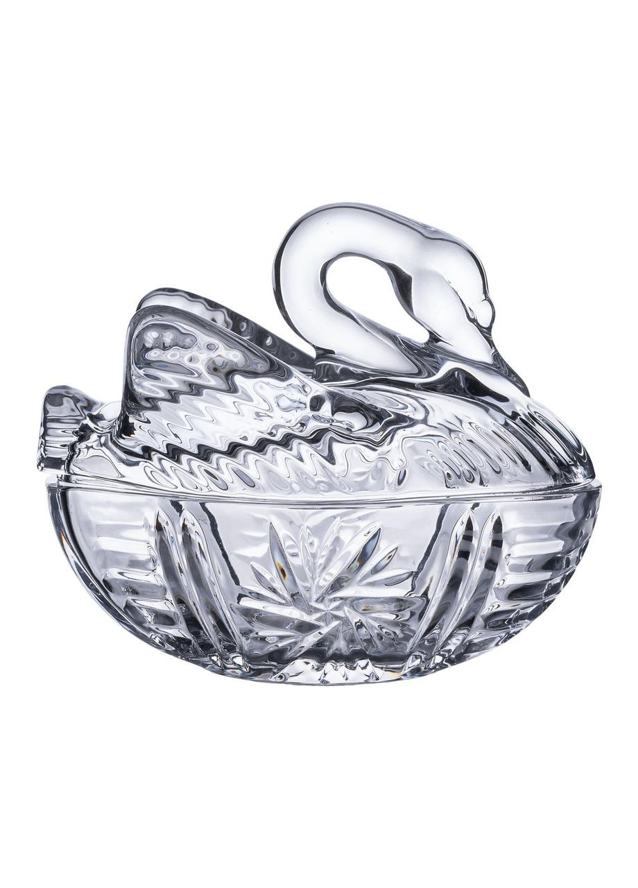 Конфетница стеклянная с фигурной крышкой в форме лебедя 14х9х11 см Yiwu (360456673)