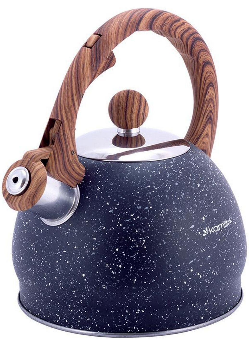 Чайник Whistling Kettle Marble 2л зі свистком, чорний мармур Ø16,5х21,5 см Kamille (289367306)