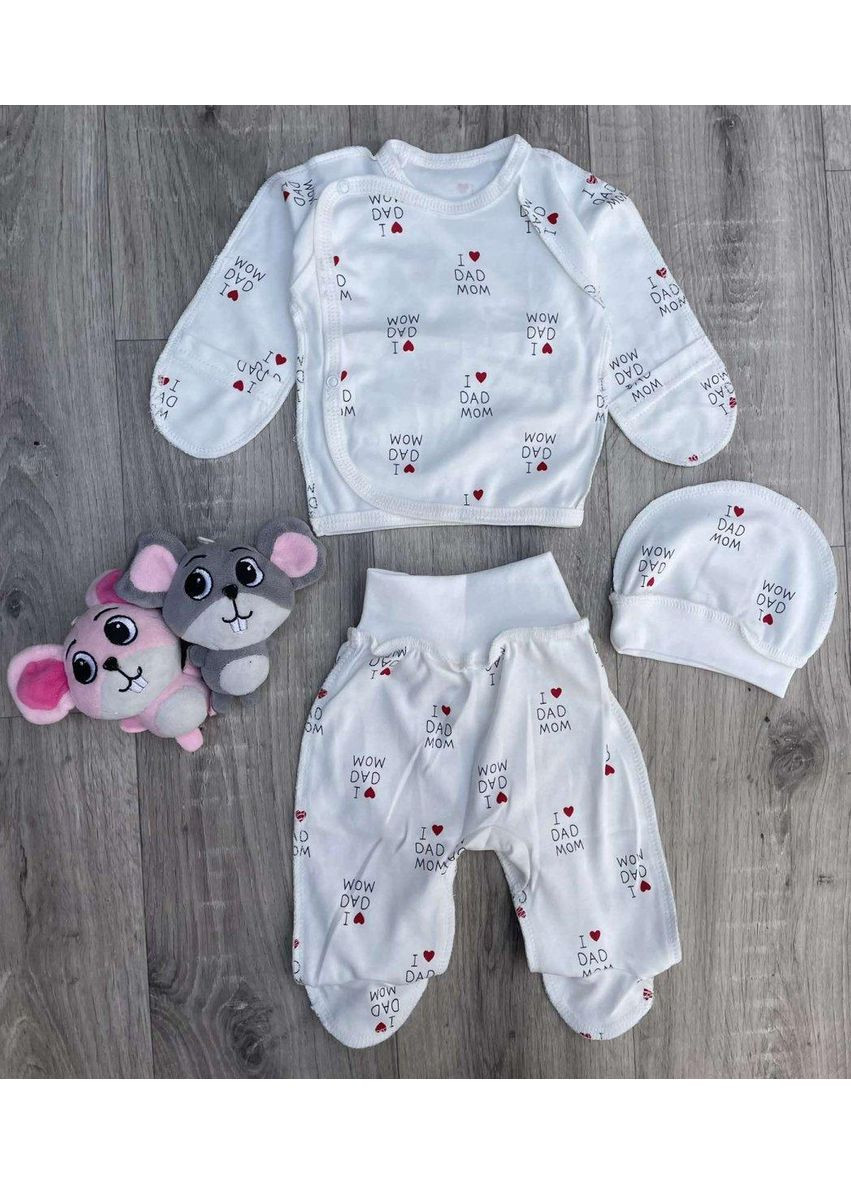 Белый демисезонный комплект "i ded mom" молочный, девочка 0-3 месяцев 50-56 рост No Brand