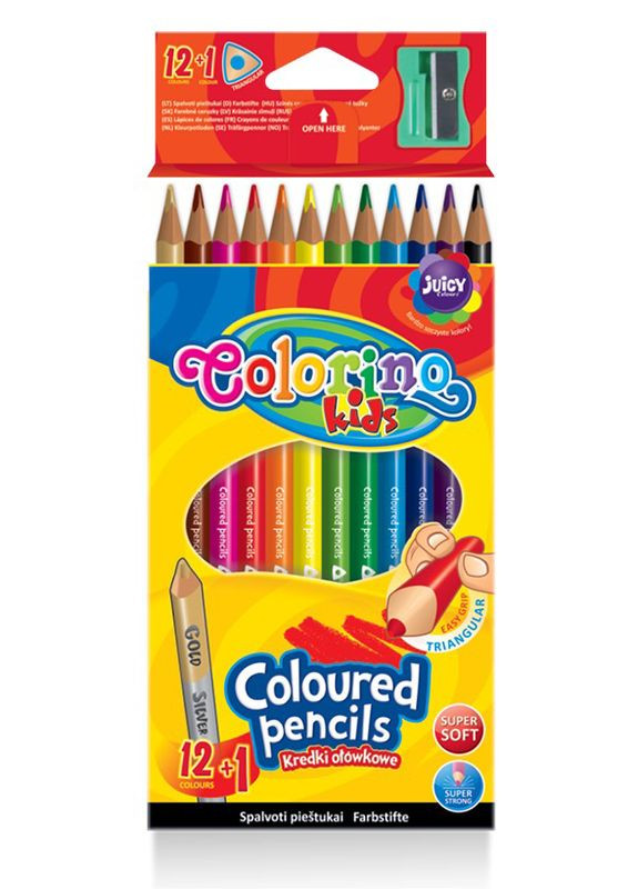 Набор карандашей 12 цв. трехгранные + точилка Colorino (289479503)