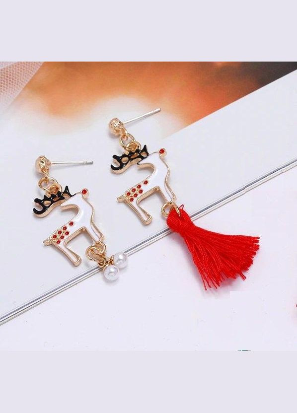 Новогодние разные серьги кисточка с оленями, 4504 Fashion Jewelry (336950279)