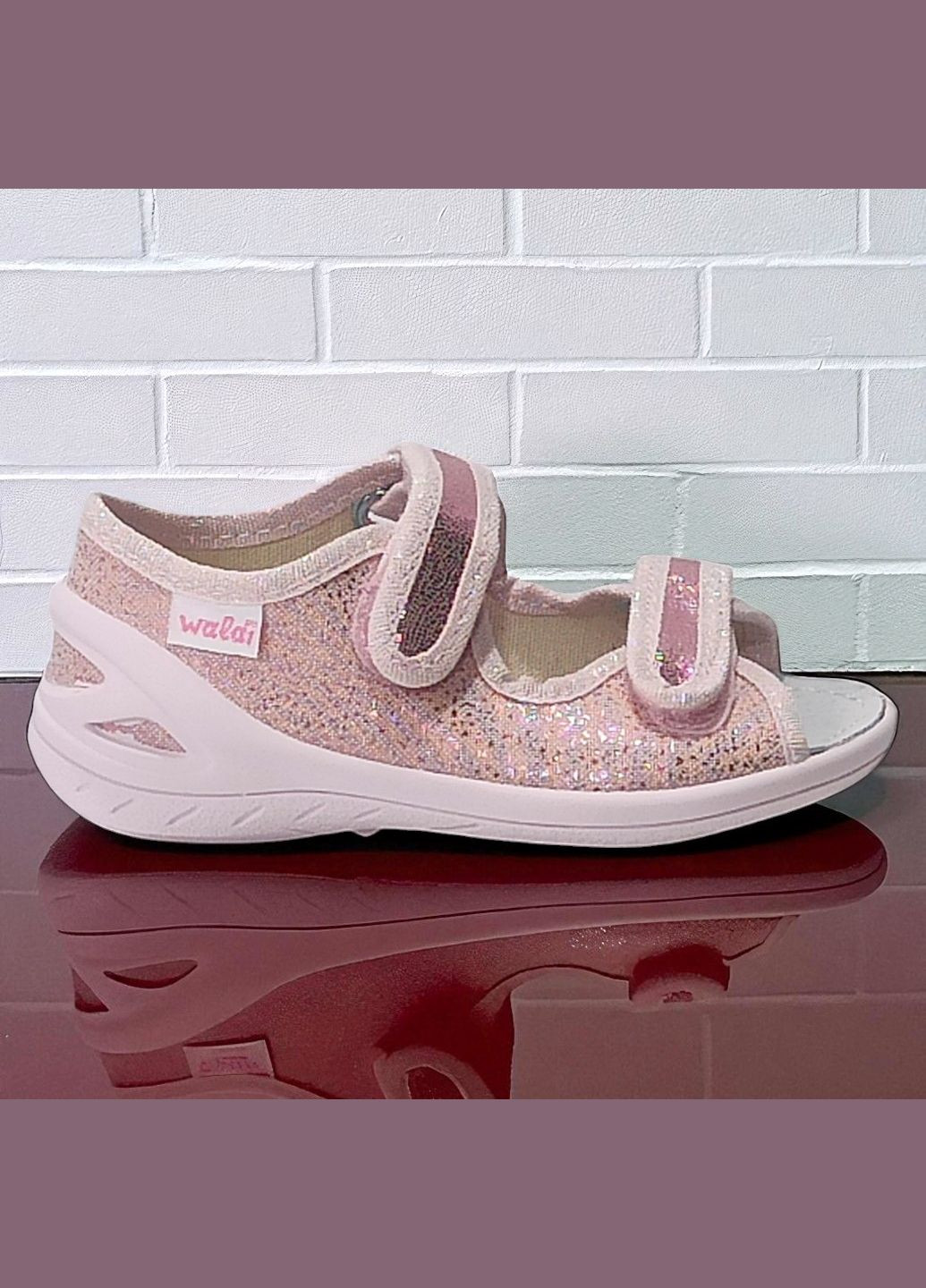 Светло-розовые ортопедические текстильные слипоны тапочки для мальчика сменная обувь валди Waldi