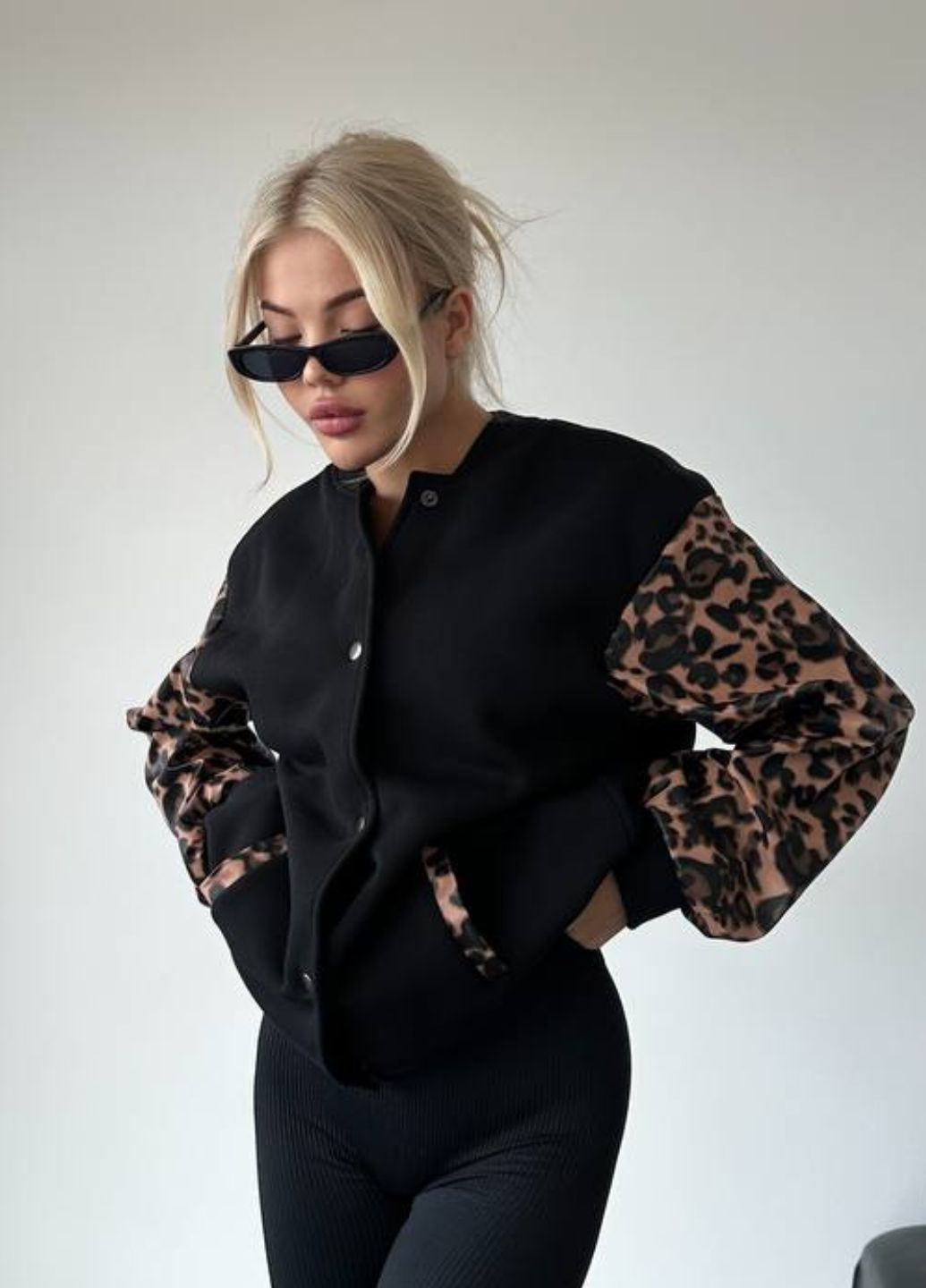 Бомбер в стиле оверсайз Tik-Tak бейсбольный на кнопках (369971311)