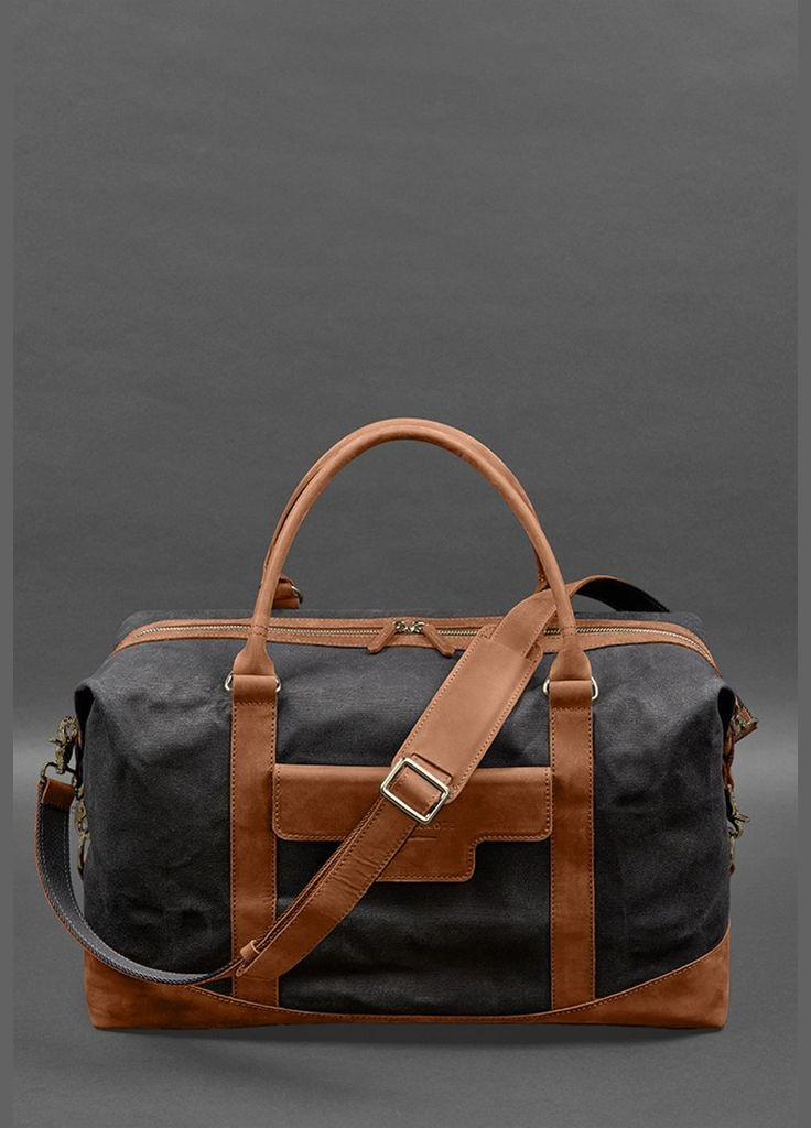 Дорожная сумка из конваса и натуральной светло-коричневой кожи Crazy Horse (A-028160) BlankNote (327874133)