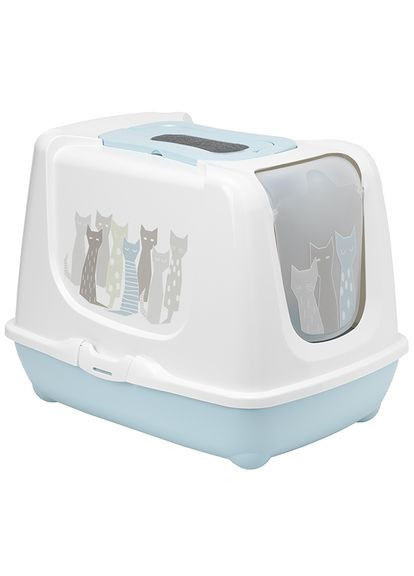 Закрытый туалет для котов c угольным фильтром и совком Trendy Cat Maasai 50х39х37 см Голубой (5412087017768) Moderna (313615300)