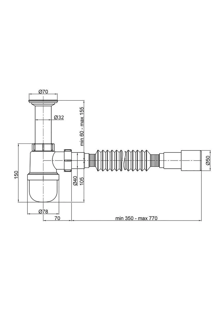 Сифон для умывальника РМ 40 SF 10 02 Polmark (361150125)