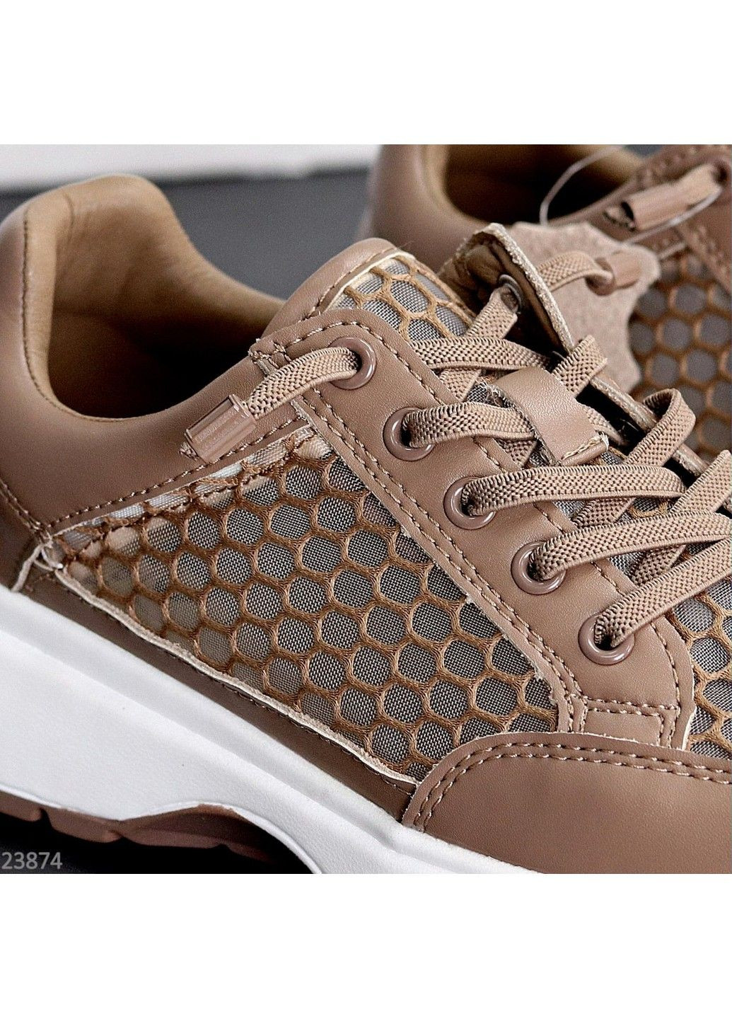 327 Кросівки Шкіряні Бежеві літні з сіткою No Brand бежеві літо (335365730)