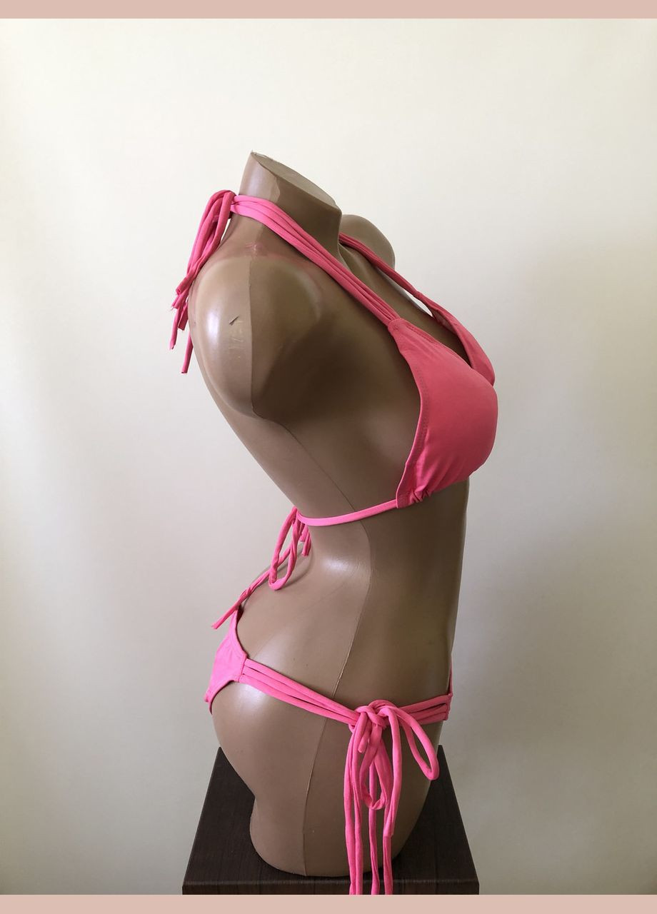 Рожевий літній жіночий роздільний купальник на зав'язках No Brand