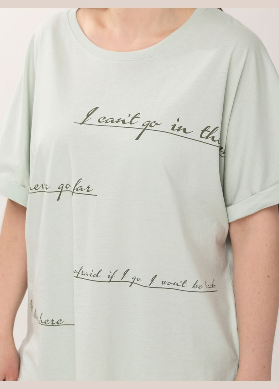 Оливковая летняя женская футболка оливковая с надписью большой размер с коротким рукавом Whitney Вільна
