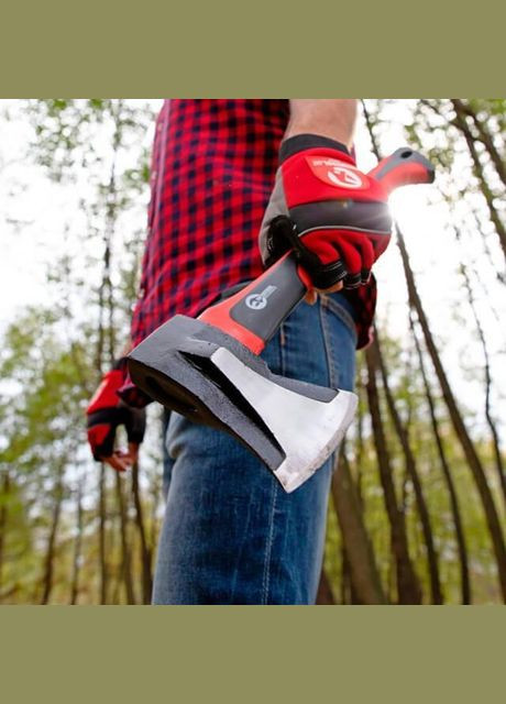 Сокира-колун 1000 г фіберглас для розколу дров червоно-чорний 380 мм Intertool (332203046)