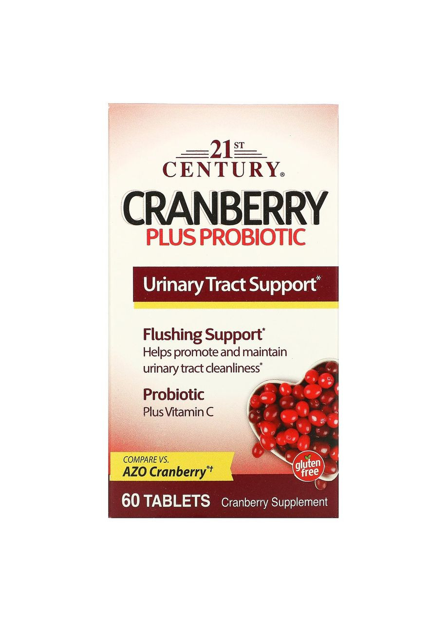 Журавлина з додаванням пробіотика Cranberry Plus Probiotic для сечовивідних шляхів 60 таблеток 21st Century (264648190)